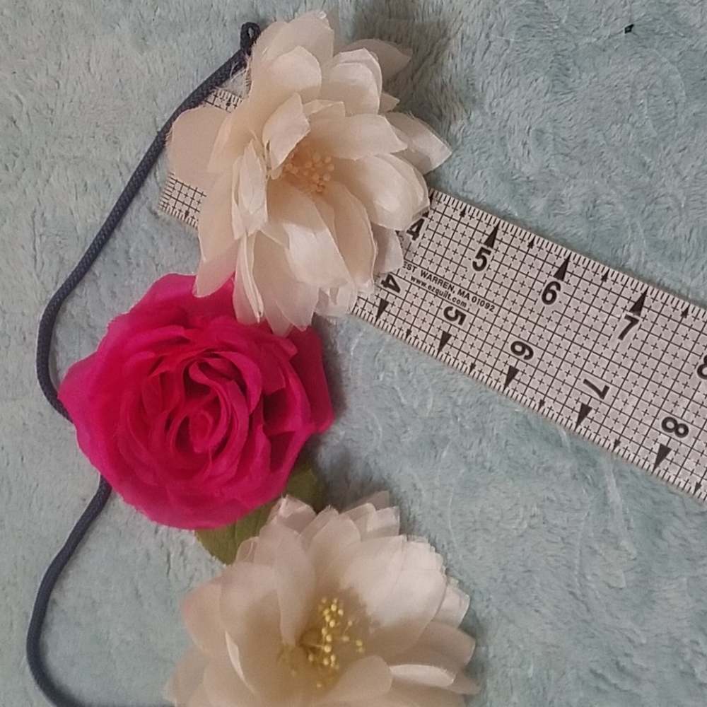 Vintage/ antique red silk rose prin/ etc